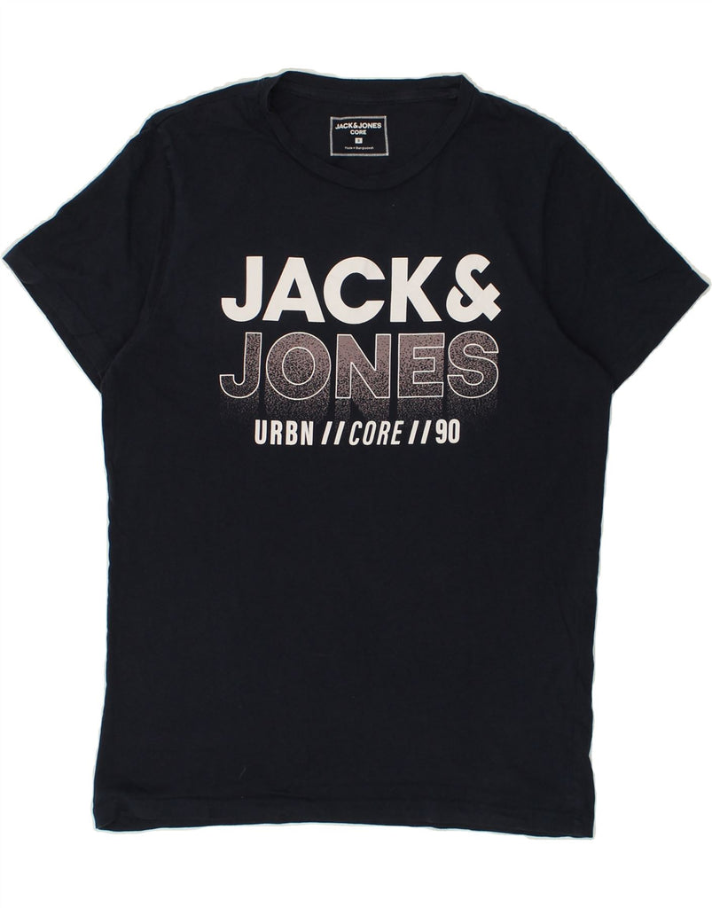 JACK & JONES Mens Core Graphic T-Shirt Top Small Navy Blue Cotton | Vintage Jack & Jones | Thrift | Second-Hand Jack & Jones | Used Clothing | Messina Hembry 