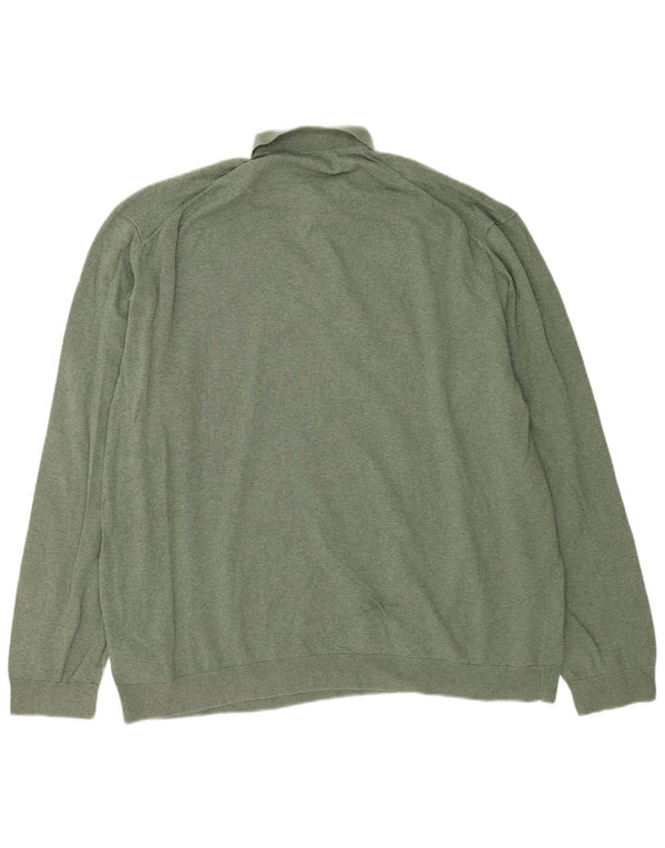 Marks & Spencer Mens Polo Neck Jumper Sweater 4XL Green Cotton