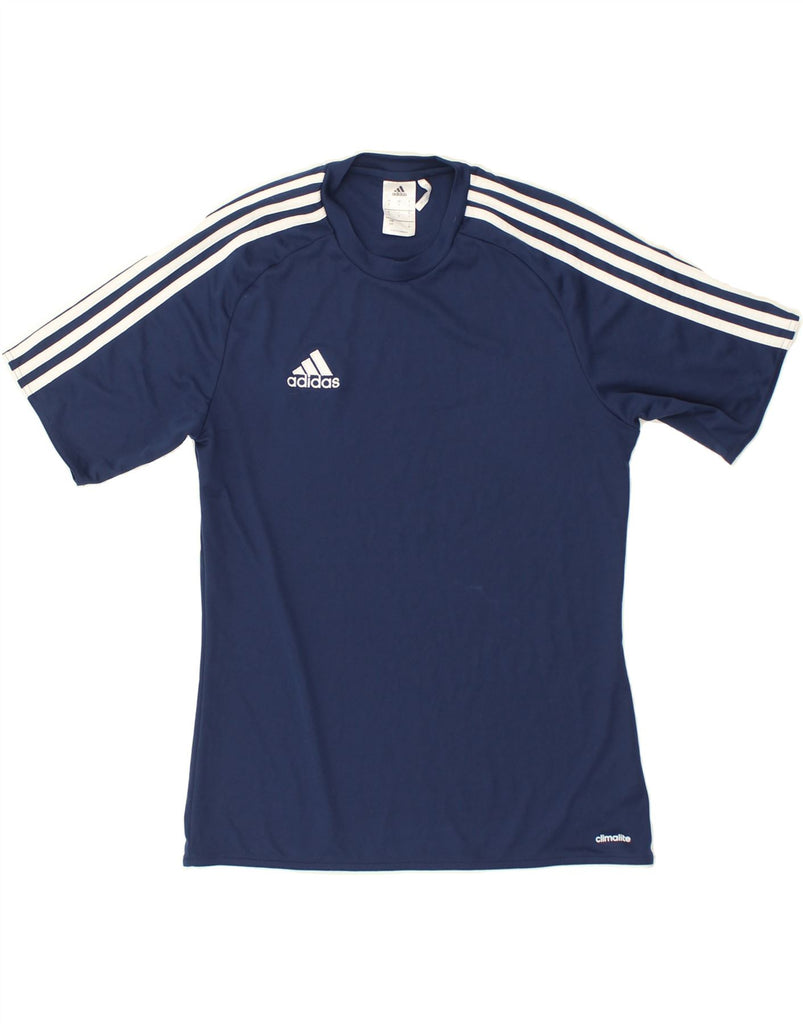 ADIDAS Mens T-Shirt Top Small Navy Blue Polyester | Vintage Adidas | Thrift | Second-Hand Adidas | Used Clothing | Messina Hembry 