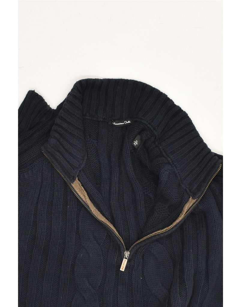 MASSIMO DUTTI Womens Zip Neck Jumper Sweater UK 18 XL Navy Blue | Vintage Massimo Dutti | Thrift | Second-Hand Massimo Dutti | Used Clothing | Messina Hembry 