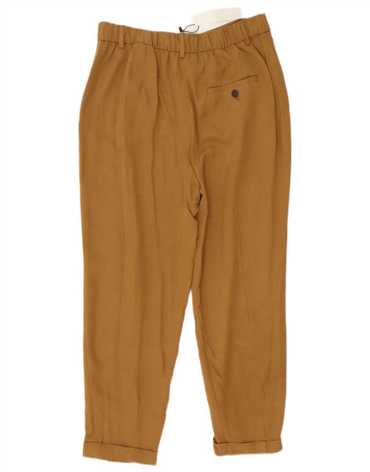 Zara Womens Tapered Cropped Trousers Medium W30 L24 Brown Viscose