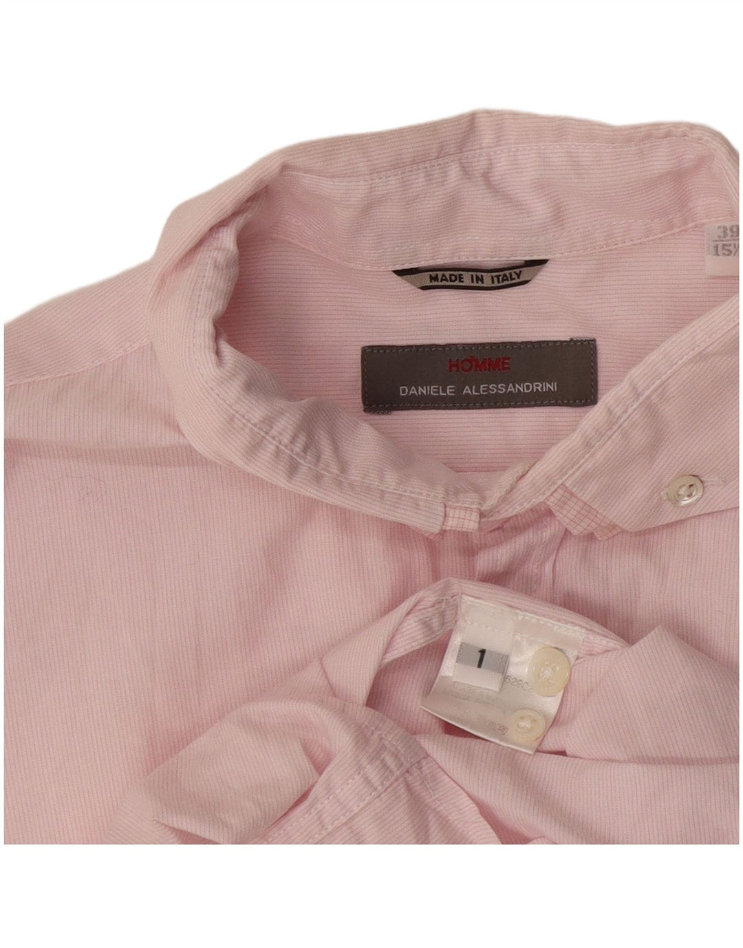 Daniele Alessandrini Mens Shirt Size 39 15 1/2 Medium Pink Pinstripe
