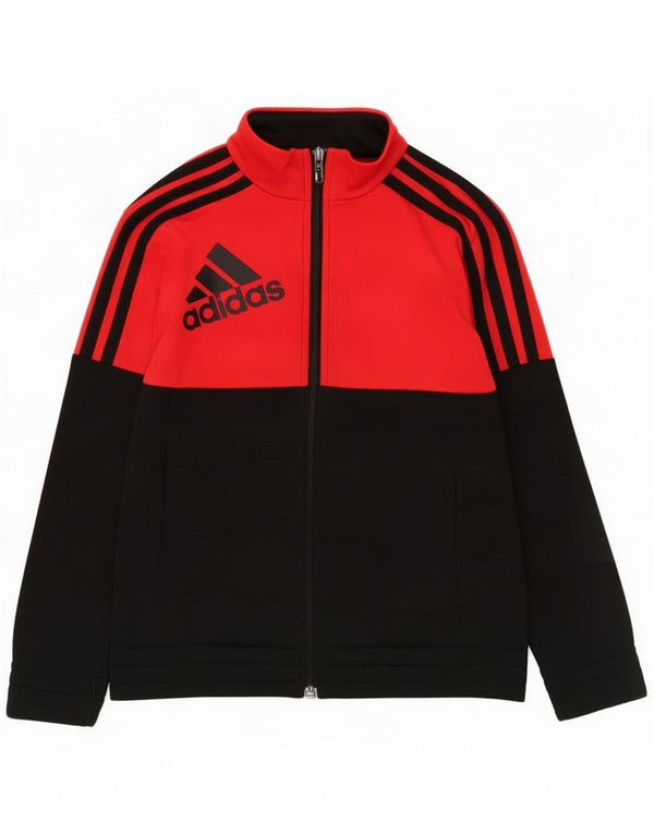 Adidas Boys Graphic Tracksuit Top Jacket 7-8 Years Red Colourblock