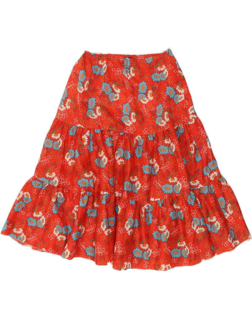 VINTAGE Womens A-Line Skirt W26 Small Red Floral Vintage Vintage and Second-Hand Vintage from Messina Hembry 