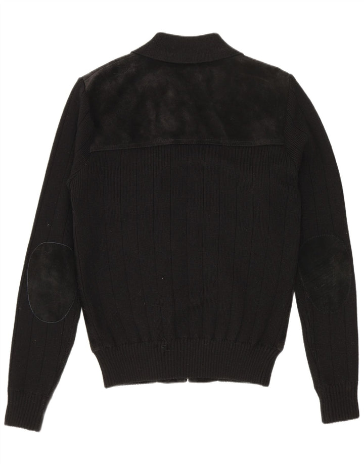 VINTAGE Mens Suede Bomber Jacket EU 50 Large Black Leather