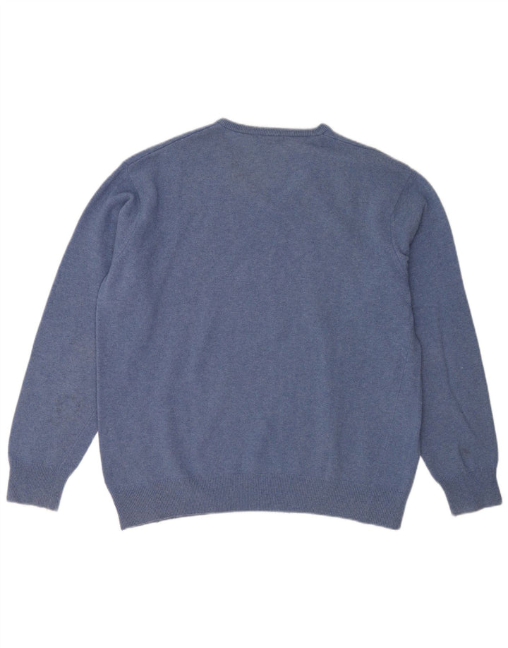 Kappa Mens V-Neck Jumper Sweater XL Blue Wool