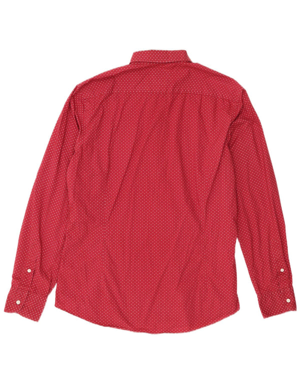 Massimo Dutti Mens Shirt Large Burgundy Spotted