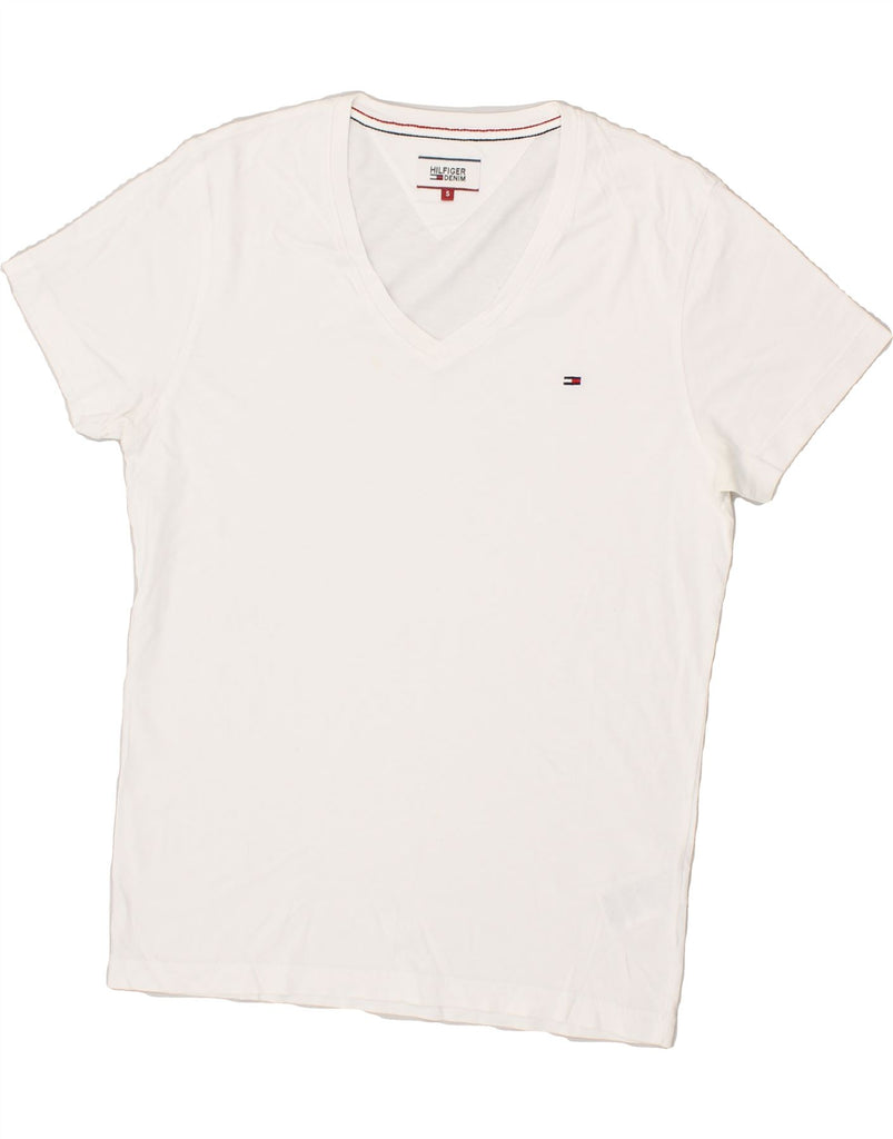 TOMMY HILFIGER Mens T-Shirt Top Small White Cotton Vintage Tommy Hilfiger and Second-Hand Tommy Hilfiger from Messina Hembry 