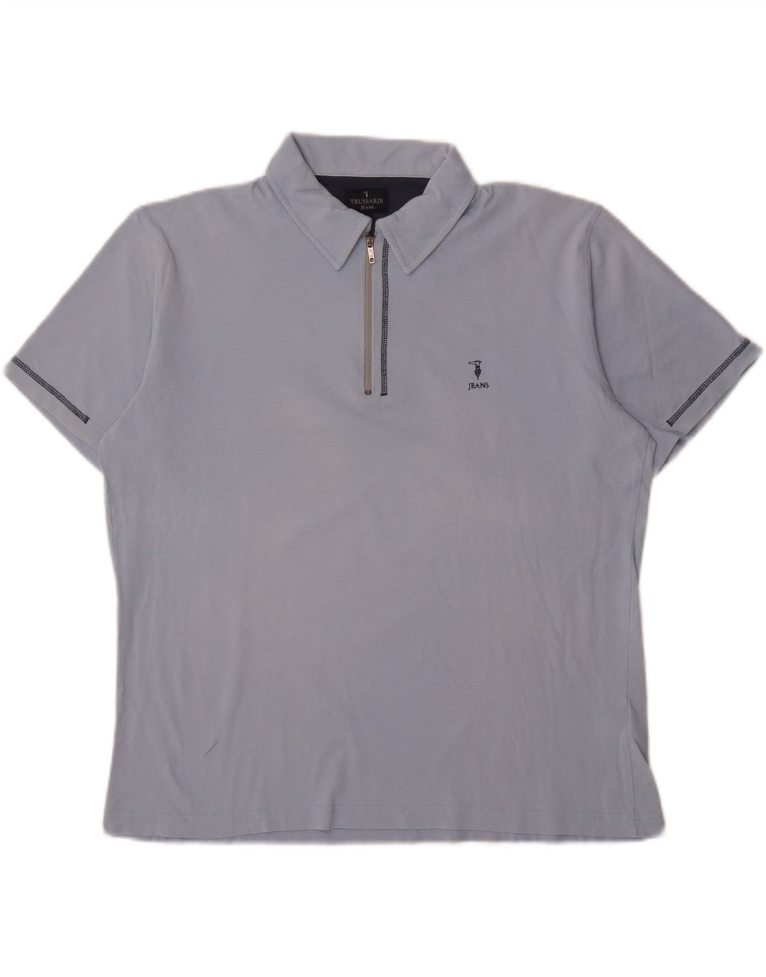 TRUSSARDI JEANS Mens Polo Shirt XL Blue Cotton Vintage Trussardi Jeans and Second-Hand Trussardi Jeans from Messina Hembry 