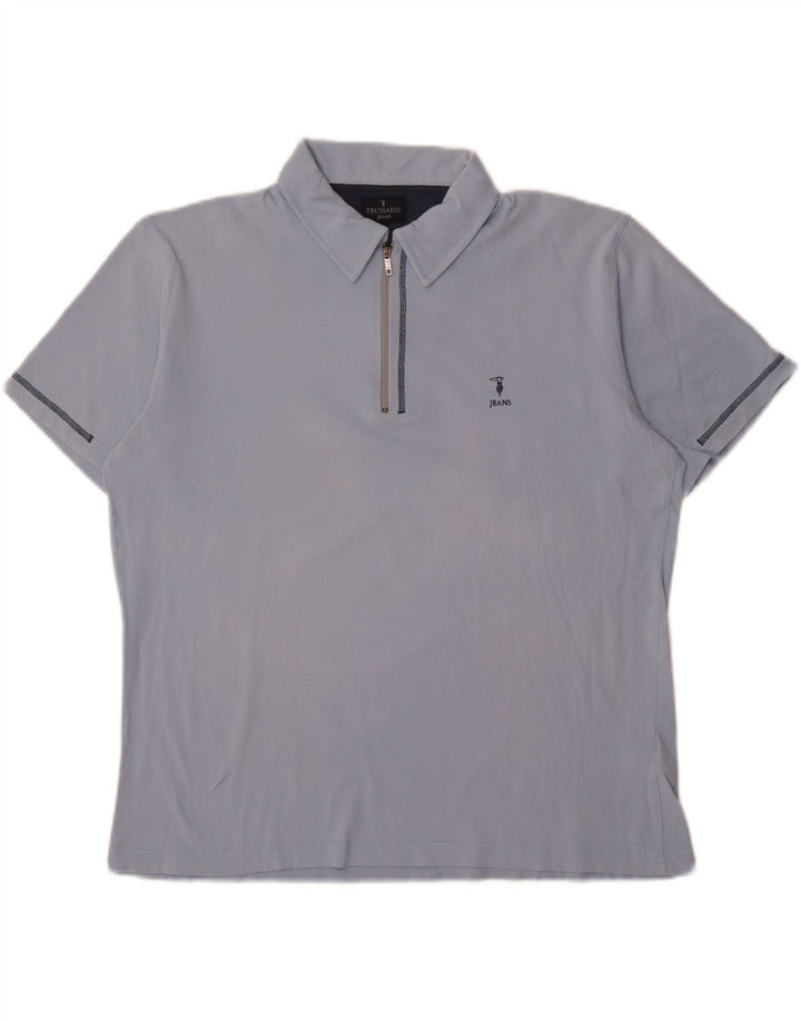 TRUSSARDI JEANS Mens Polo Shirt XL Blue Cotton Vintage Trussardi Jeans and Second-Hand Trussardi Jeans from Messina Hembry 