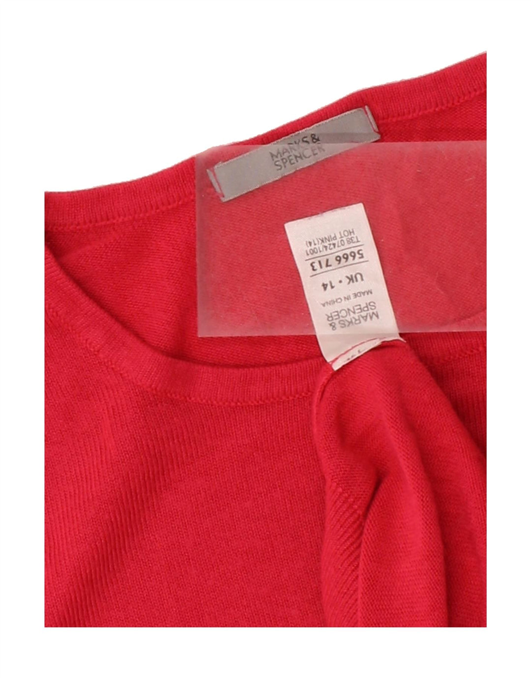 MARKS & SPENCER Womens Crew Neck Jumper Sweater UK 14 Large Red Acrylic Vintage Marks & Spencer and Second-Hand Marks & Spencer from Messina Hembry 