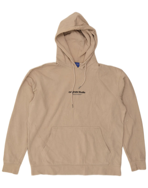 Jack & Jones Mens Hoodie Jumper XL Beige Cotton