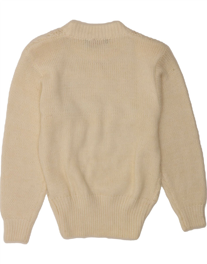 VINTAGE Womens Boat Neck Jumper Sweater UK 12 Medium Off White Vintage Vintage and Second-Hand Vintage from Messina Hembry 