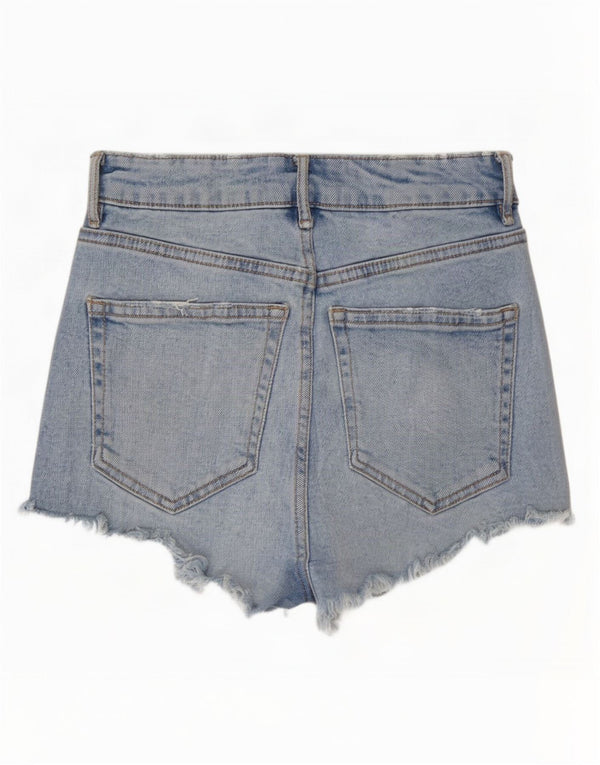 Zara Womens Distressed Denim Shorts EU 32 2XS W22 Blue