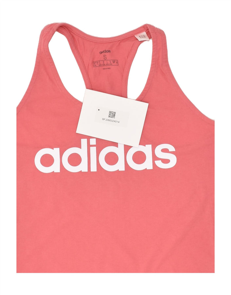 ADIDAS Womens Graphic Vest Top UK 8/10 Small Pink Cotton | Vintage Adidas | Thrift | Second-Hand Adidas | Used Clothing | Messina Hembry 