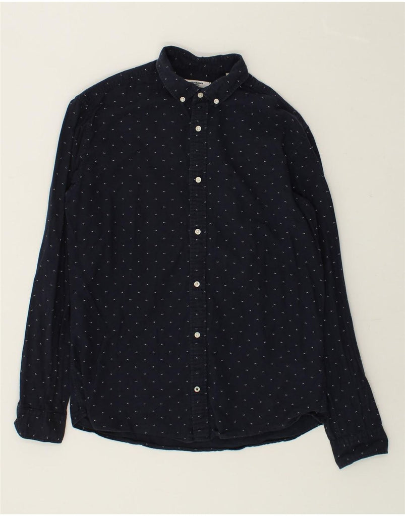 JACK & JONES Mens Freedom Slim Shirt Medium Navy Blue Spotted Cotton | Vintage Jack & Jones | Thrift | Second-Hand Jack & Jones | Used Clothing | Messina Hembry 