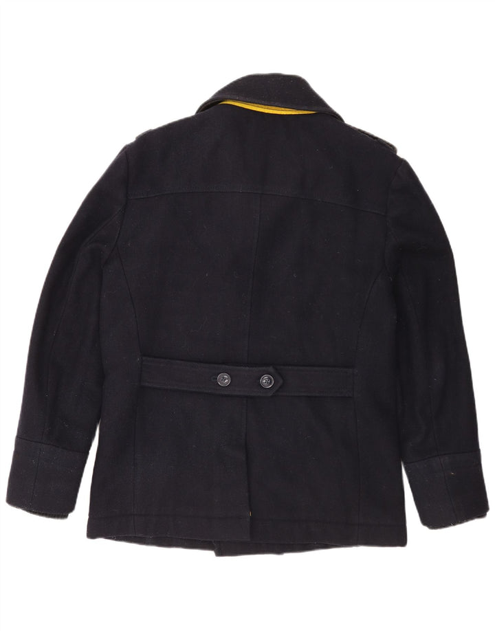 Superdry Mens Pea Coat UK 38 Medium Navy Blue Wool
