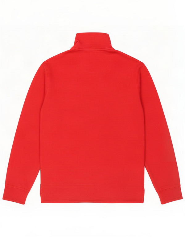 Weird Fish Mens Zip Neck Sweatshirt Jumper Medium Red Cotton