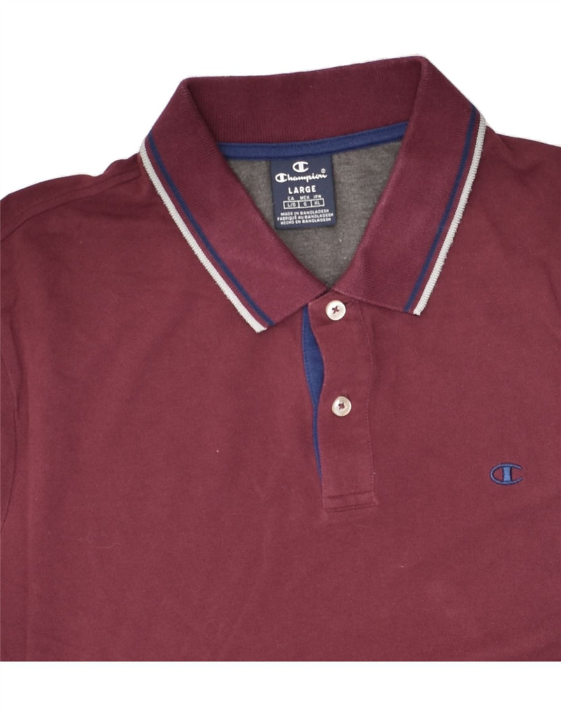 CHAMPION Mens Polo Shirt Large Maroon | Vintage Champion | Thrift | Second-Hand Champion | Used Clothing | Messina Hembry 