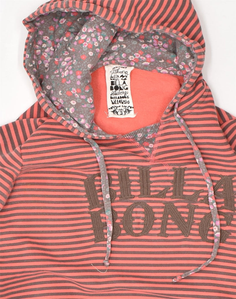 BILLABONG Womens Hoodie Jumper UK 8 Small Red Striped Cotton | Vintage Billabong | Thrift | Second-Hand Billabong | Used Clothing | Messina Hembry 