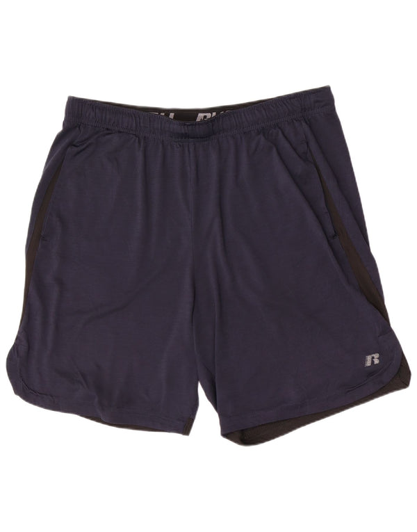 Russell Athletic Mens Sport Shorts Large Navy Blue Polyester Sports