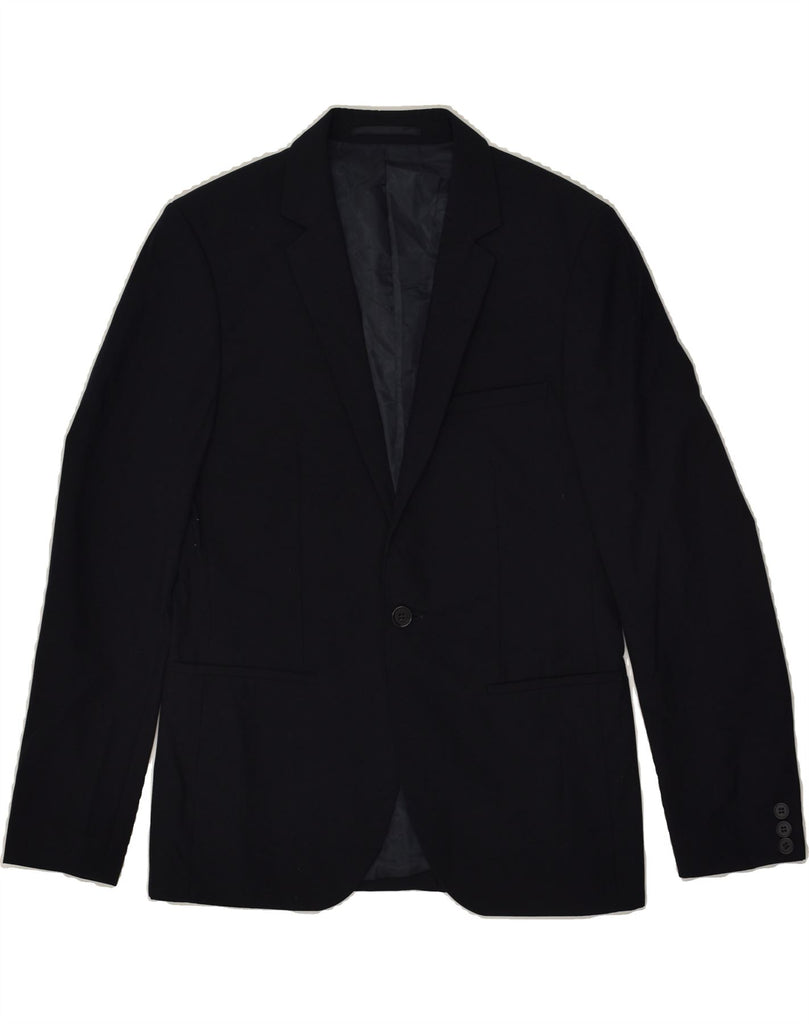 JULES Mens Slim 1 Button Blazer Jacket IT 48 Medium Navy Blue Vintage Jules and Second-Hand Jules from Messina Hembry 