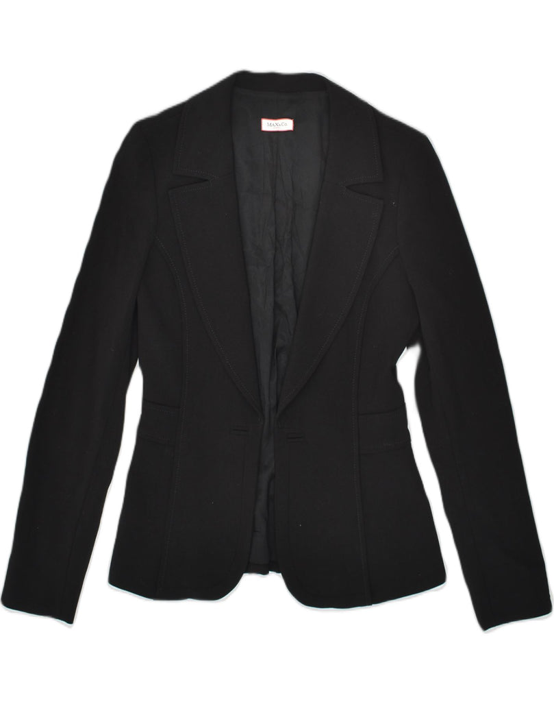 MAX & CO. Womens Blazer Jacket UK 10 Small Black Wool | Vintage Max & Co. | Thrift | Second-Hand Max & Co. | Used Clothing | Messina Hembry 