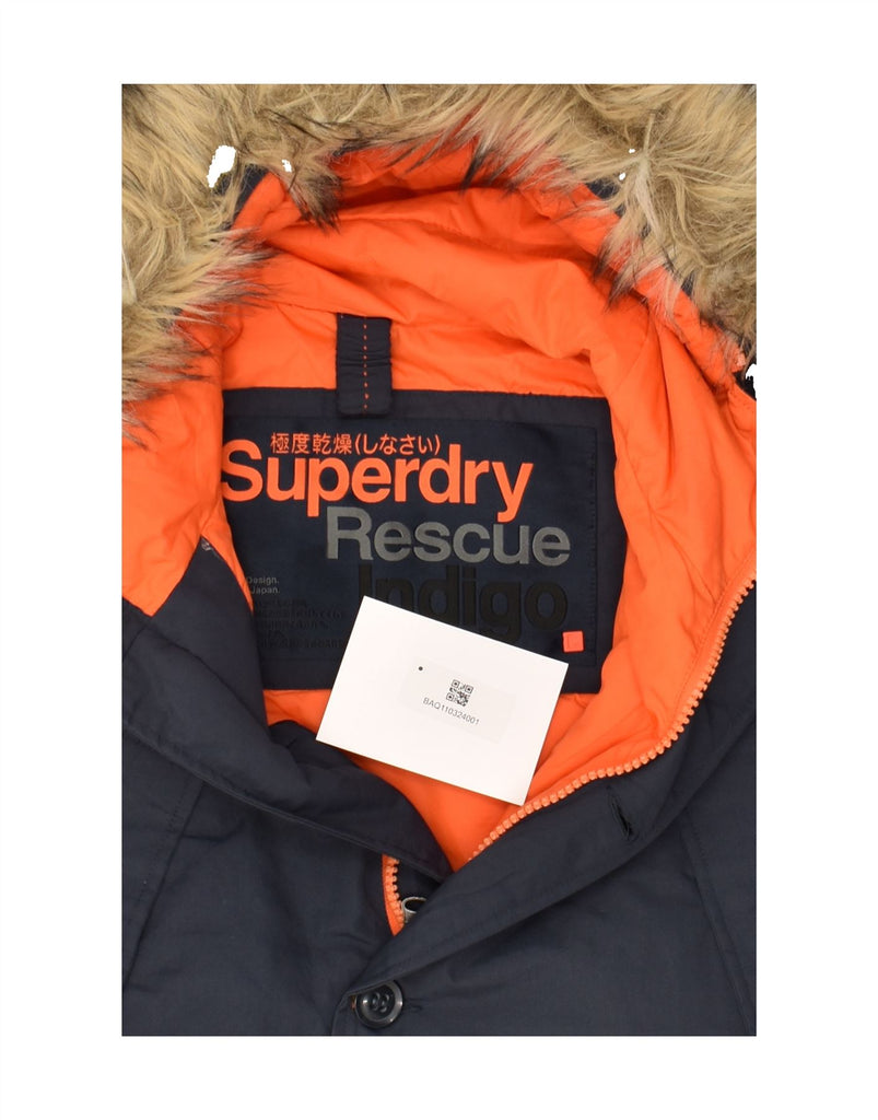 SUPERDRY Mens Hooded Parka Jacket UK 40 Large Navy Blue Nylon | Vintage Superdry | Thrift | Second-Hand Superdry | Used Clothing | Messina Hembry 