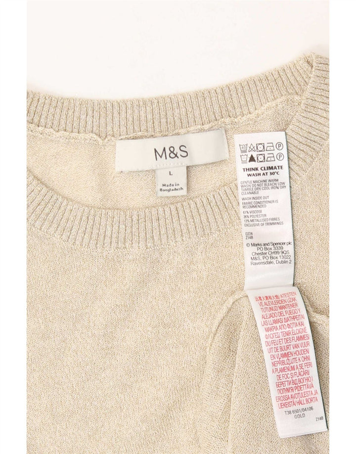 Marks & Spencer Womens Vest Tank Top UK 16 Large Gold Viscose