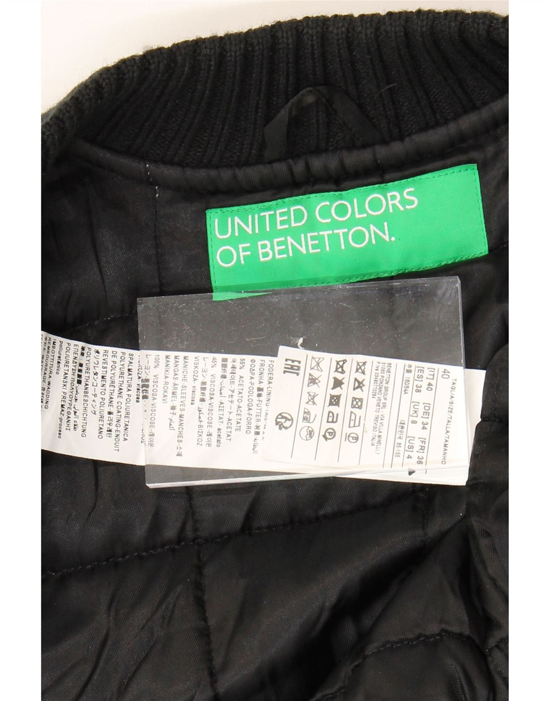 BENETTON Womens Bomber Jacket IT 40 Small Red Check Acrylic Vintage Benetton and Second-Hand Benetton from Messina Hembry 