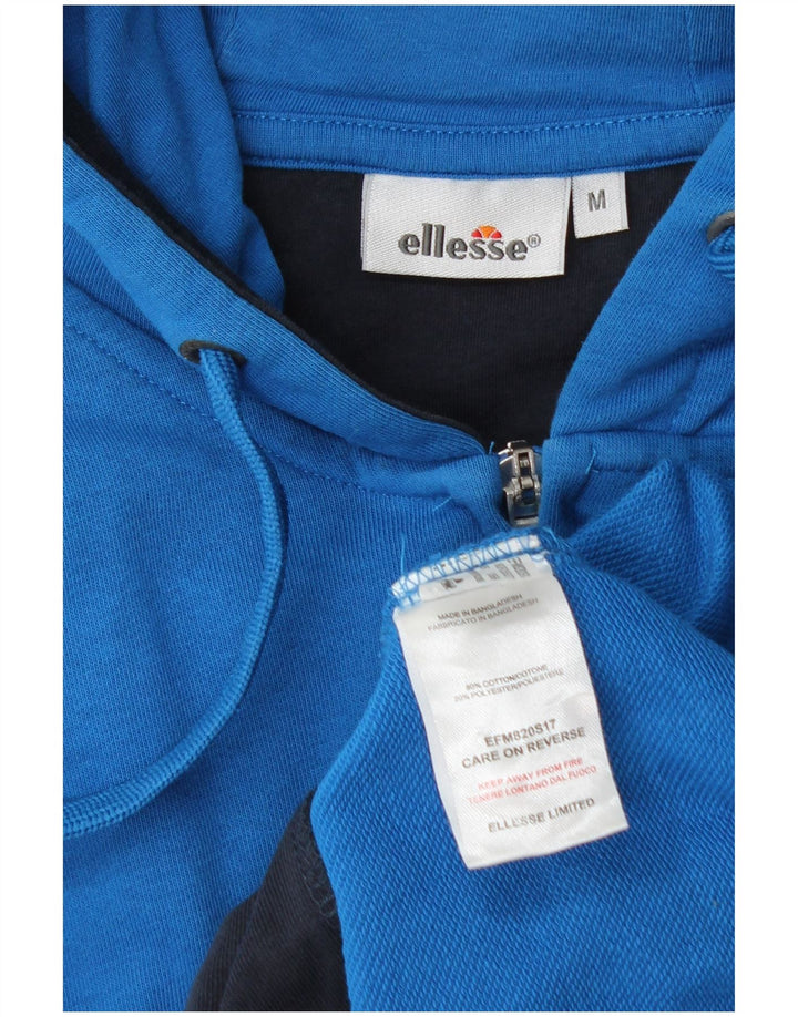 Ellesse Mens Graphic Zip Hoodie Sweater Medium Blue Cotton