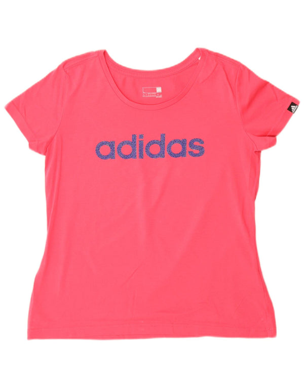 Adidas Womens Climalite Graphic T-Shirt Top UK 16/18 Large Pink Cotton