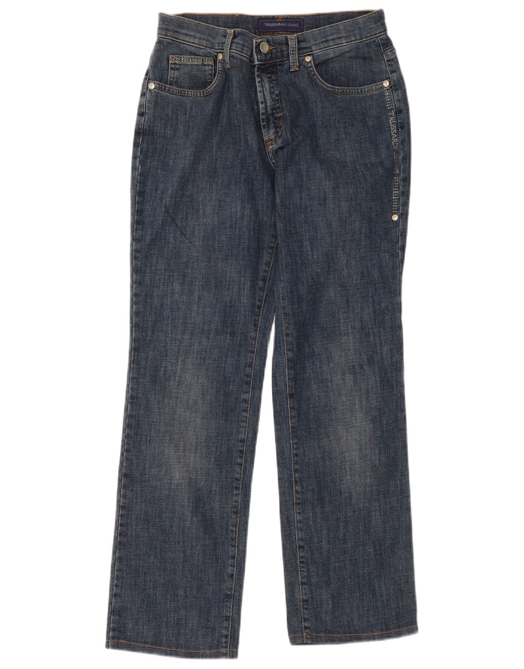 Trussardi Womens Straight Jeans W27 L27 Blue Cotton