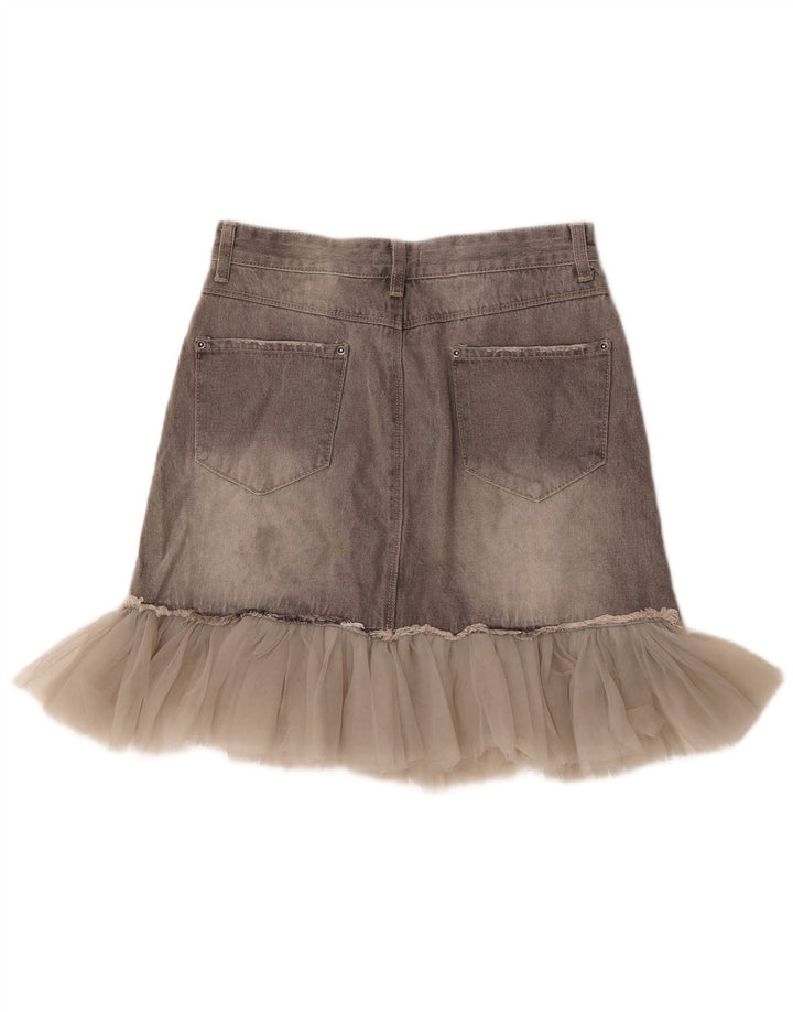 OVS Womens Distressed Denim Skirt Medium W27  Grey Cotton