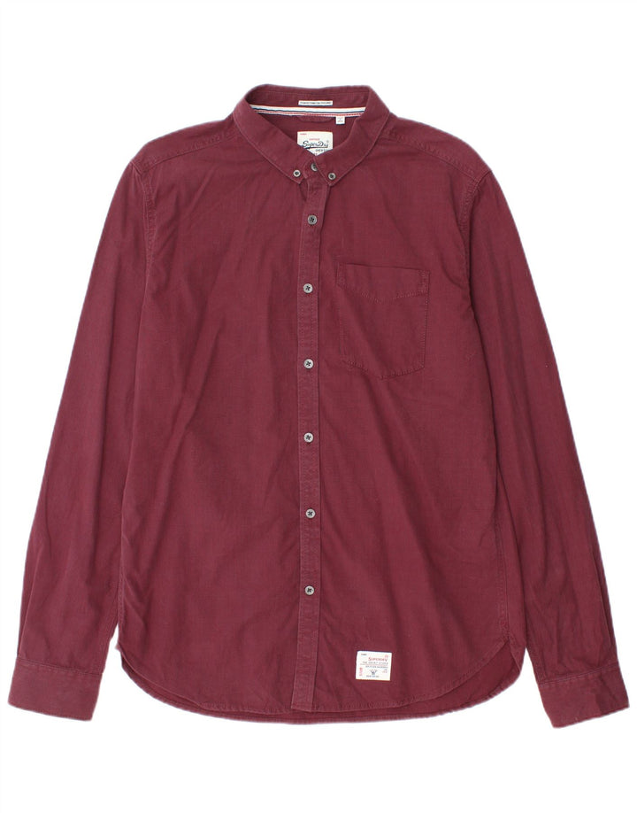 Superdry Mens Extra Slim Fit Shirt XL Burgundy Cotton