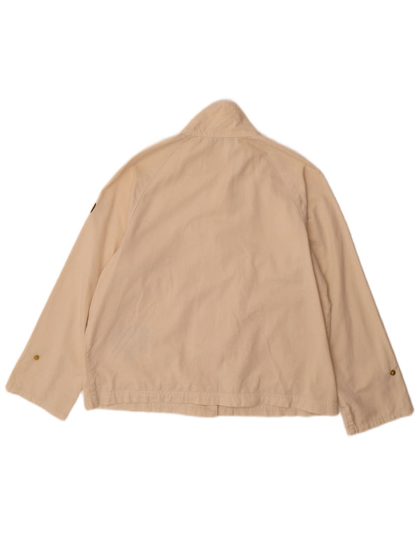 Barbour Womens Oversized Bomber Jacket UK 10 Small Beige Cotton