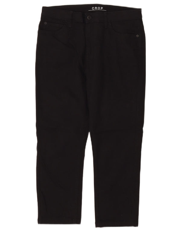Marks & Spencer Womens Cropped Trousers UK 12 Medium W30 L21 Black Cotton