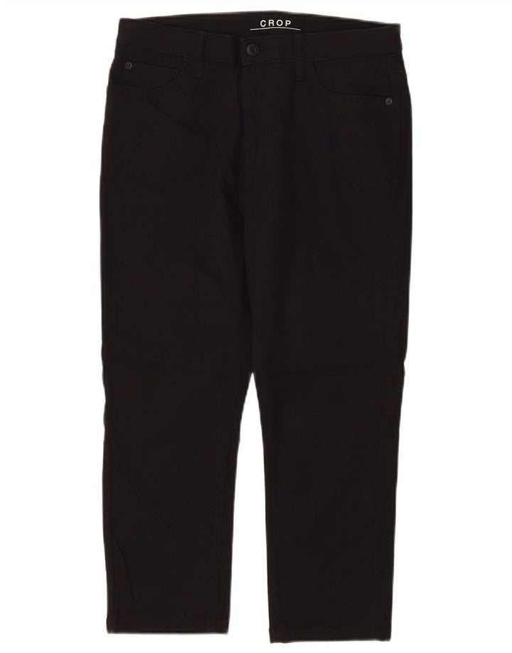 Marks & Spencer Womens Cropped Trousers UK 12 Medium W30 L21 Black Cotton