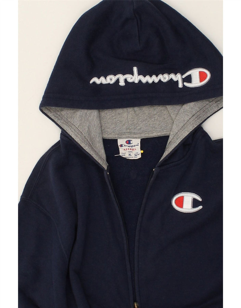 CHAMPION Boys Graphic Zip Hoodie Sweater 13-14 Years Navy Blue Cotton | Vintage Champion | Thrift | Second-Hand Champion | Used Clothing | Messina Hembry 