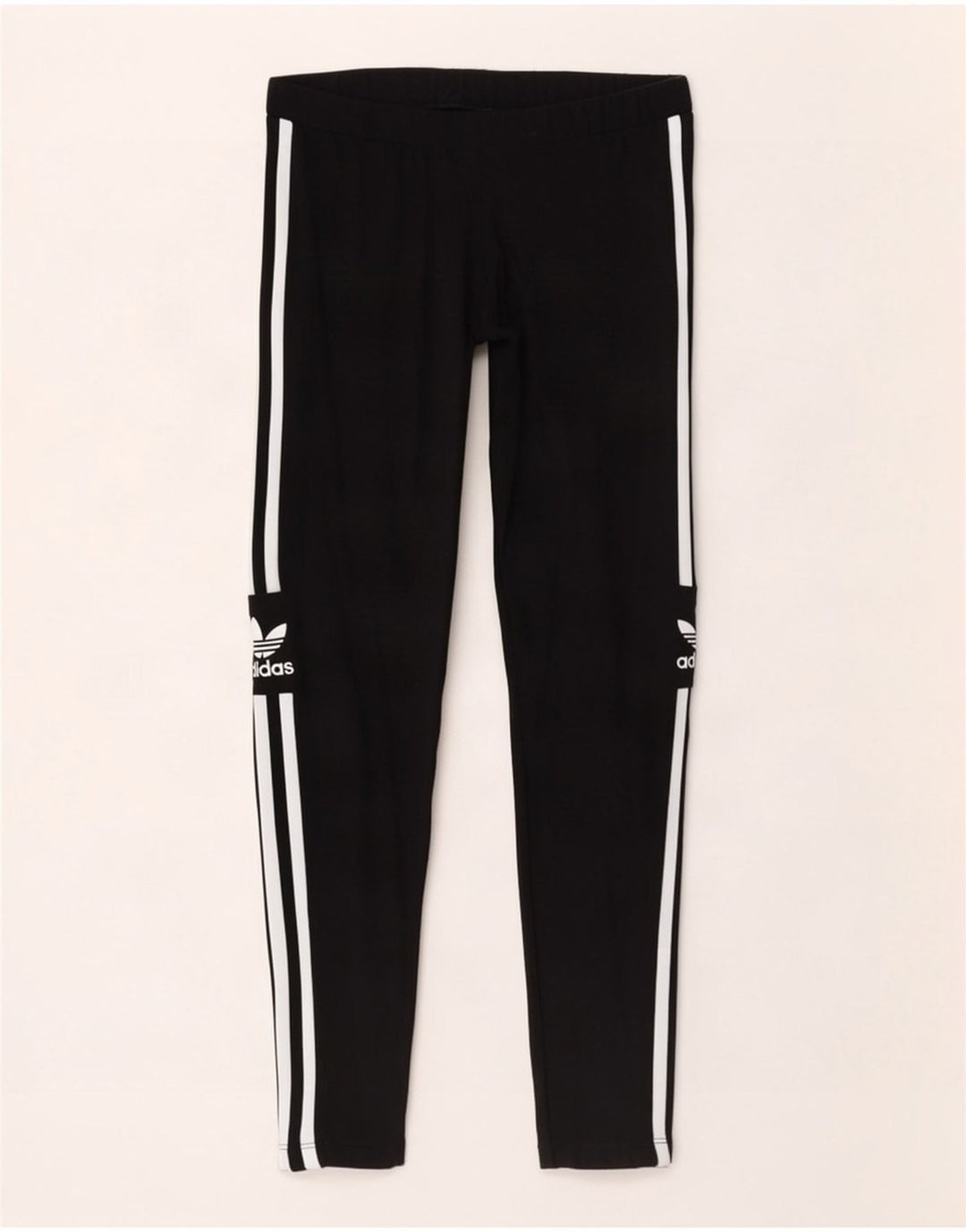 Adidas Womens Graphic Leggings UK 12 Medium Black Cotton