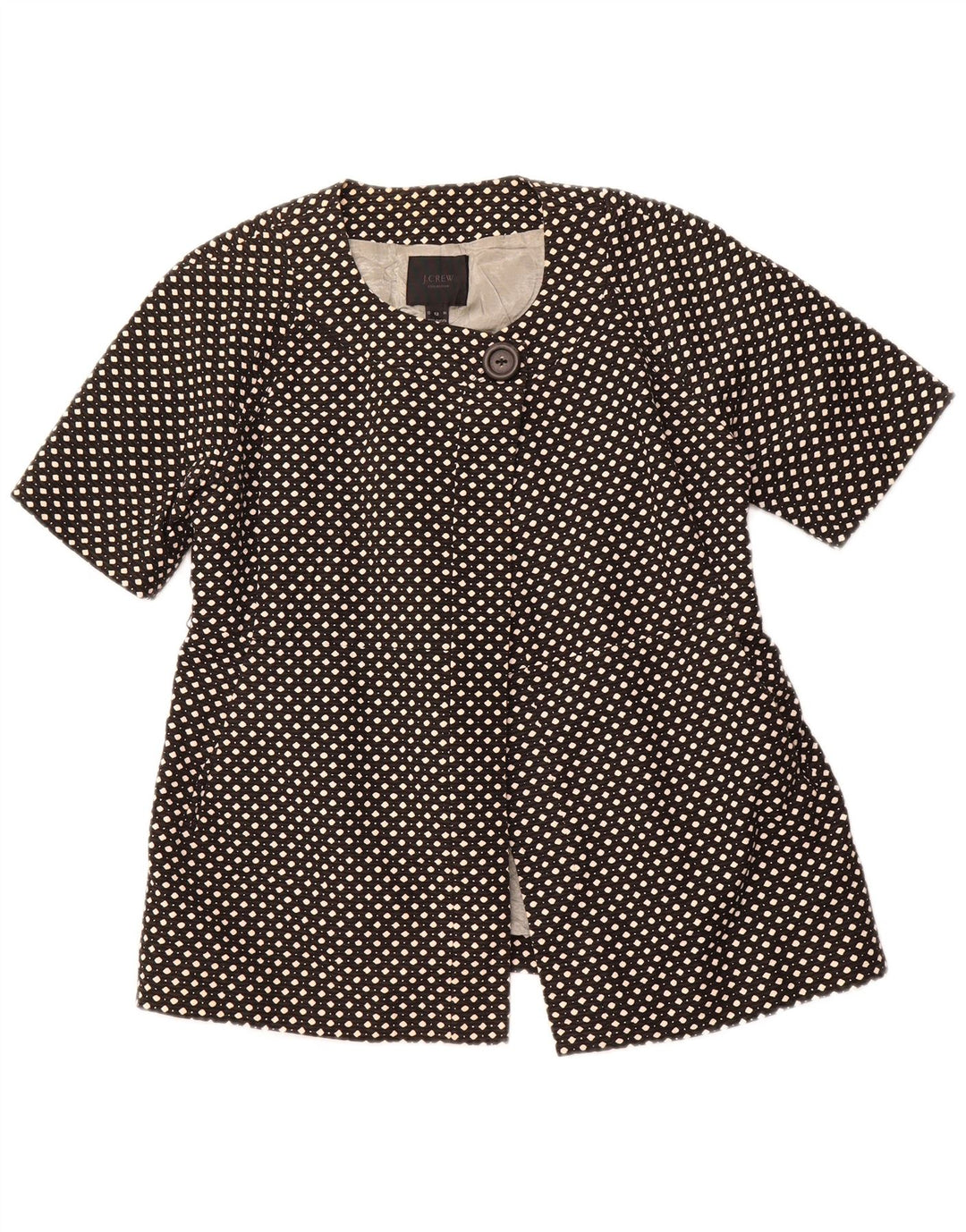 J. CREW Womens 1 Button Blazer Jacket US 12 Large Black Spotted