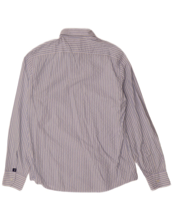 TRUSSARDI JEANS Mens Shirt Medium Blue Striped Cotton