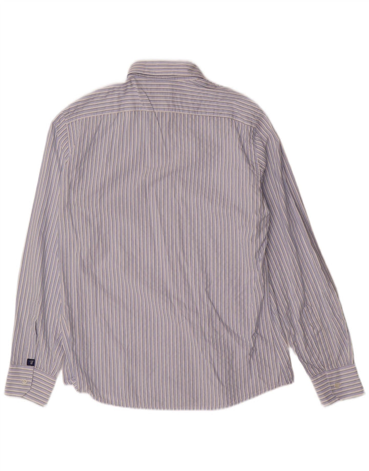TRUSSARDI JEANS Mens Shirt Medium Blue Striped Cotton