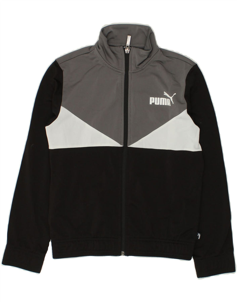 PUMA Boys Graphic Tracksuit Top Jacket 9-10 Years Black Colourblock | Vintage Puma | Thrift | Second-Hand Puma | Used Clothing | Messina Hembry 