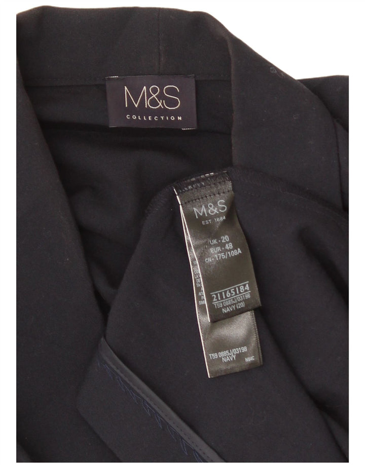 Marks & Spencer Womens Open Blazer Jacket UK 20 2XL Navy Blue Polyester