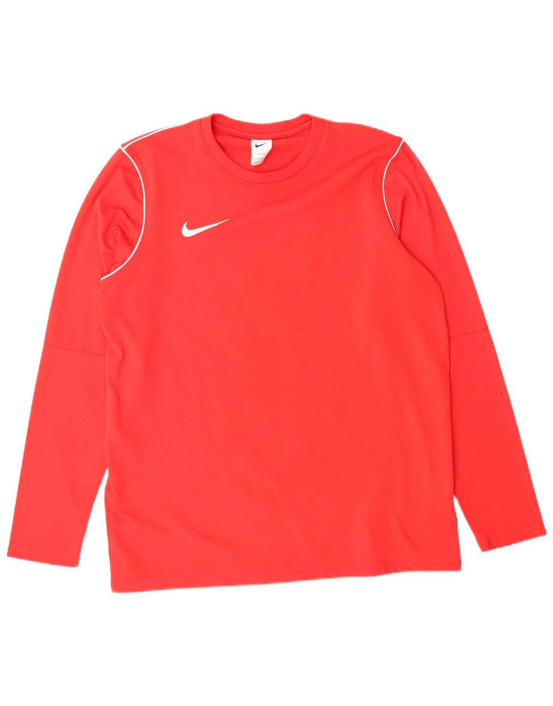 NIKE Mens Dri Fit Top Long Sleeve Large Red Polyester