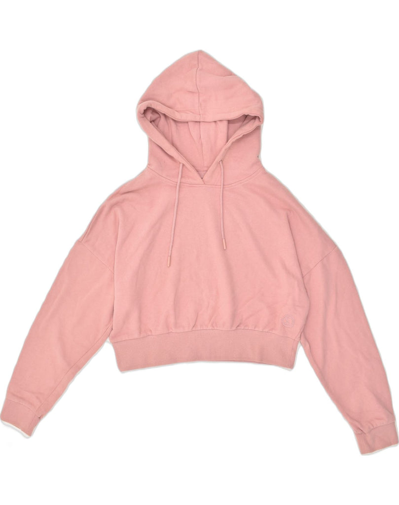 SUPERDRY Womens Crop Hoodie Jumper UK 14 Large Pink Cotton | Vintage Superdry | Thrift | Second-Hand Superdry | Used Clothing | Messina Hembry 