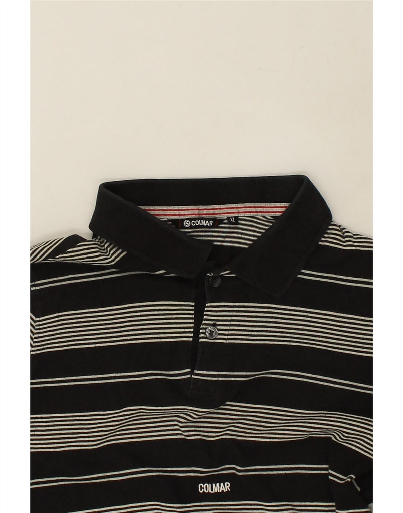 COLMAR Mens Polo Shirt XL Black Striped Cotton | Vintage Colmar | Thrift | Second-Hand Colmar | Used Clothing | Messina Hembry 