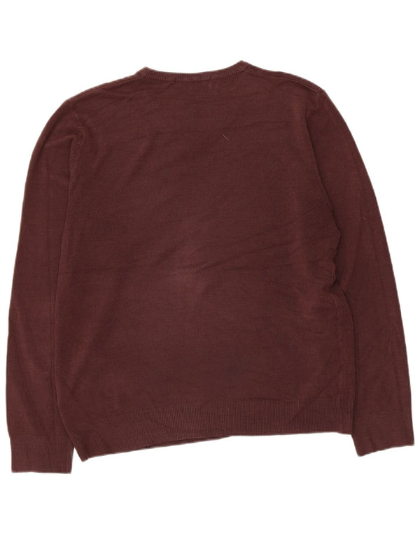 Marks & Spencer Womens V-Neck Jumper Sweater UK 14 Medium Brown Acrylic