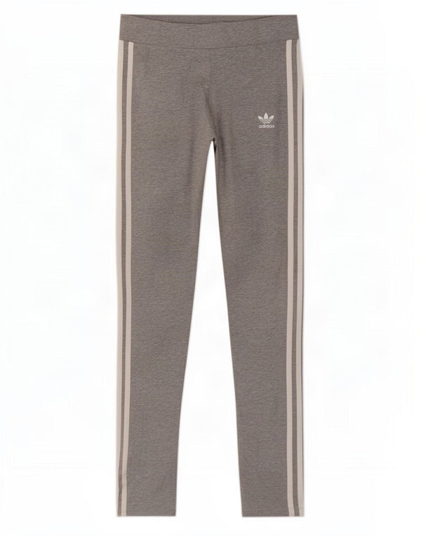 Adidas Womens Leggings UK 12 Medium Grey Flecked Cotton